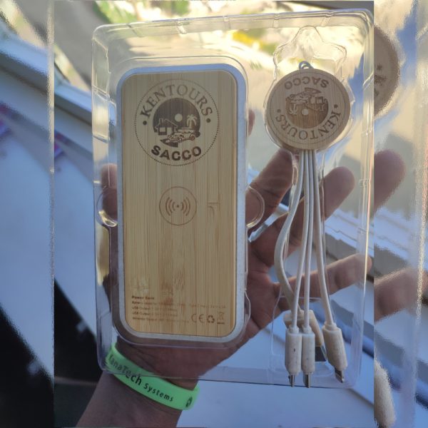 Engraved bamboo power banks